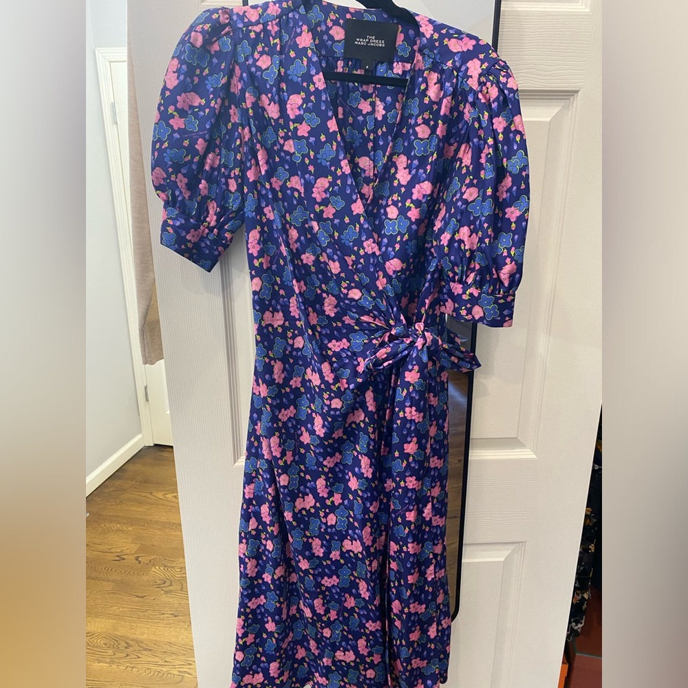 Marc Jacobs Blue and Pink Floral Long Sleeve Dress